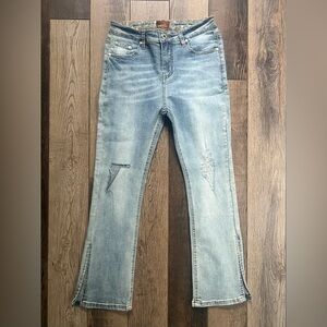 POL Premium Denim Size M Ankle Slits and Distressing Boot Cut/Flare